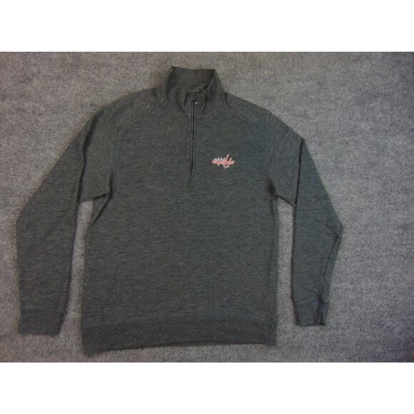 Washington Capitals Sweater Mens Med Gray‎ Quarter Zip Knit Hockey - Picture 2 of 9